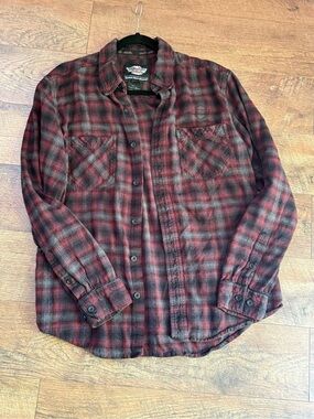 Harley-Davidson Red and Black Plaid Button-Down Shirt